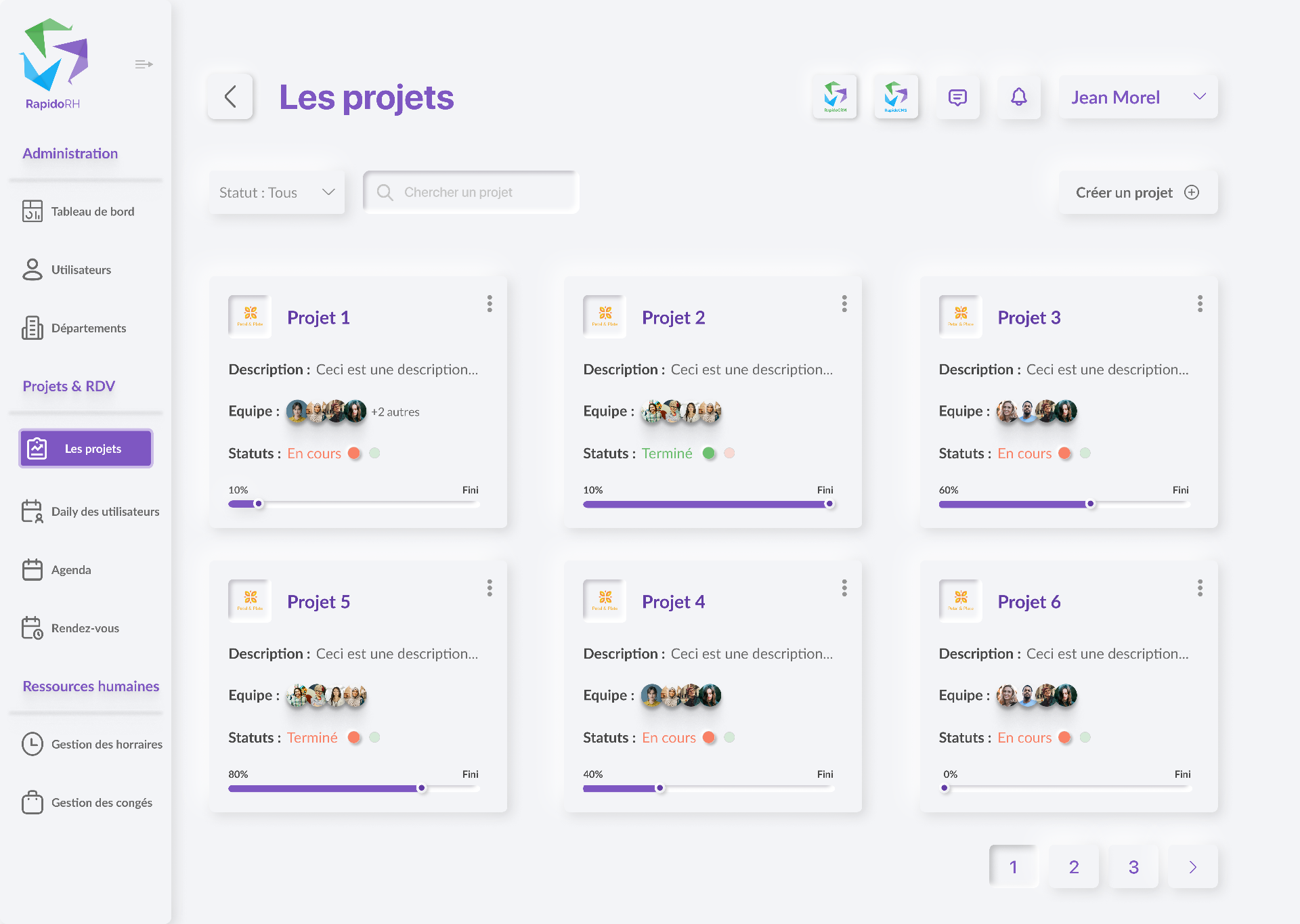 Liste des projets RapidoRH